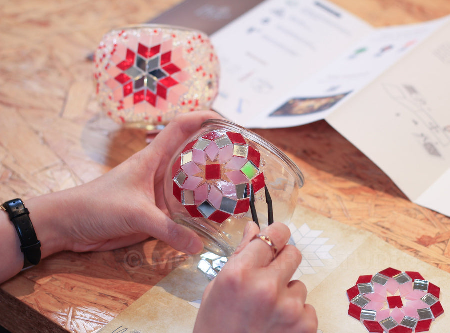 Mosaic Candle Holder DIY Home Kit "ROSE GARDEN"
